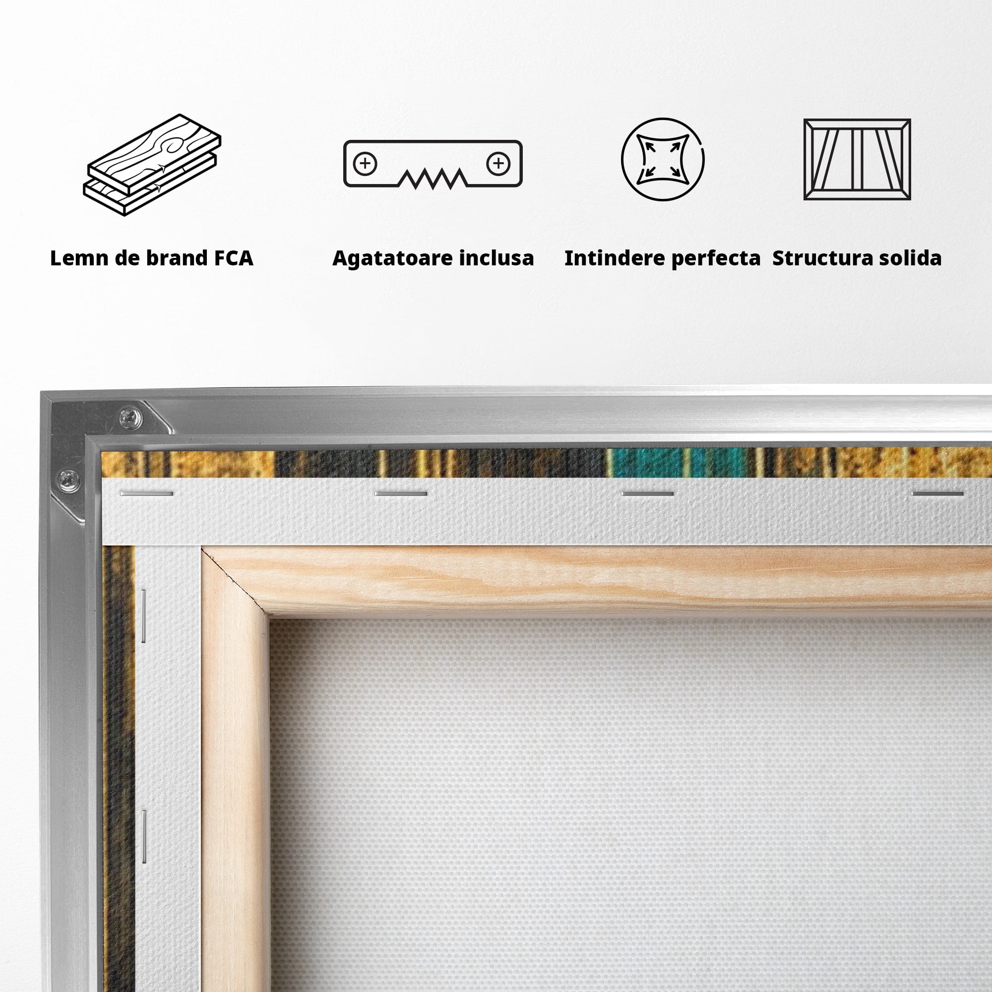Set 3 Tablouri Canvas Premium LuxCanva® C3-1393, Orasul Aurit, Oras, Abstract, Modern, Lux, Birou, Culori Vibrante