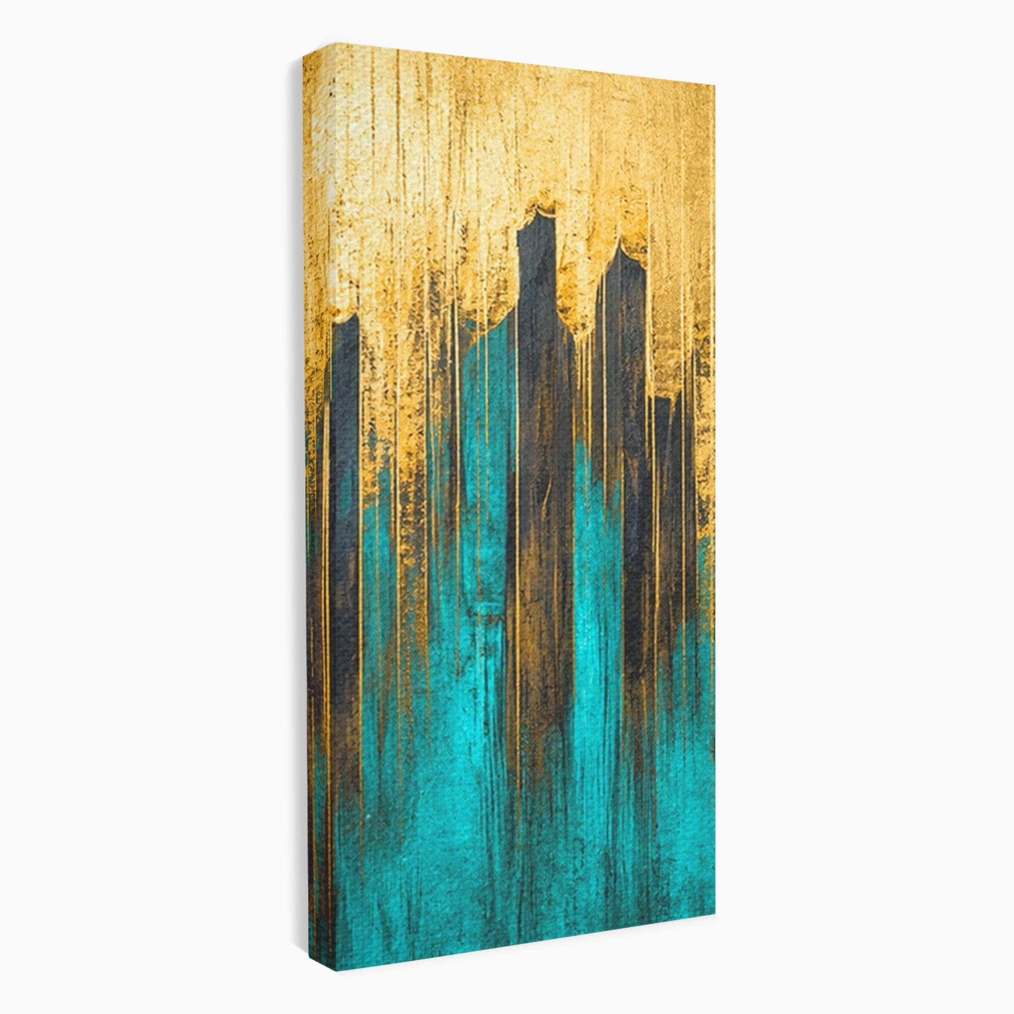 Set 3 Tablouri Canvas Premium LuxCanva® C3-1393, Orasul Aurit, Oras, Abstract, Modern, Lux, Birou, Culori Vibrante