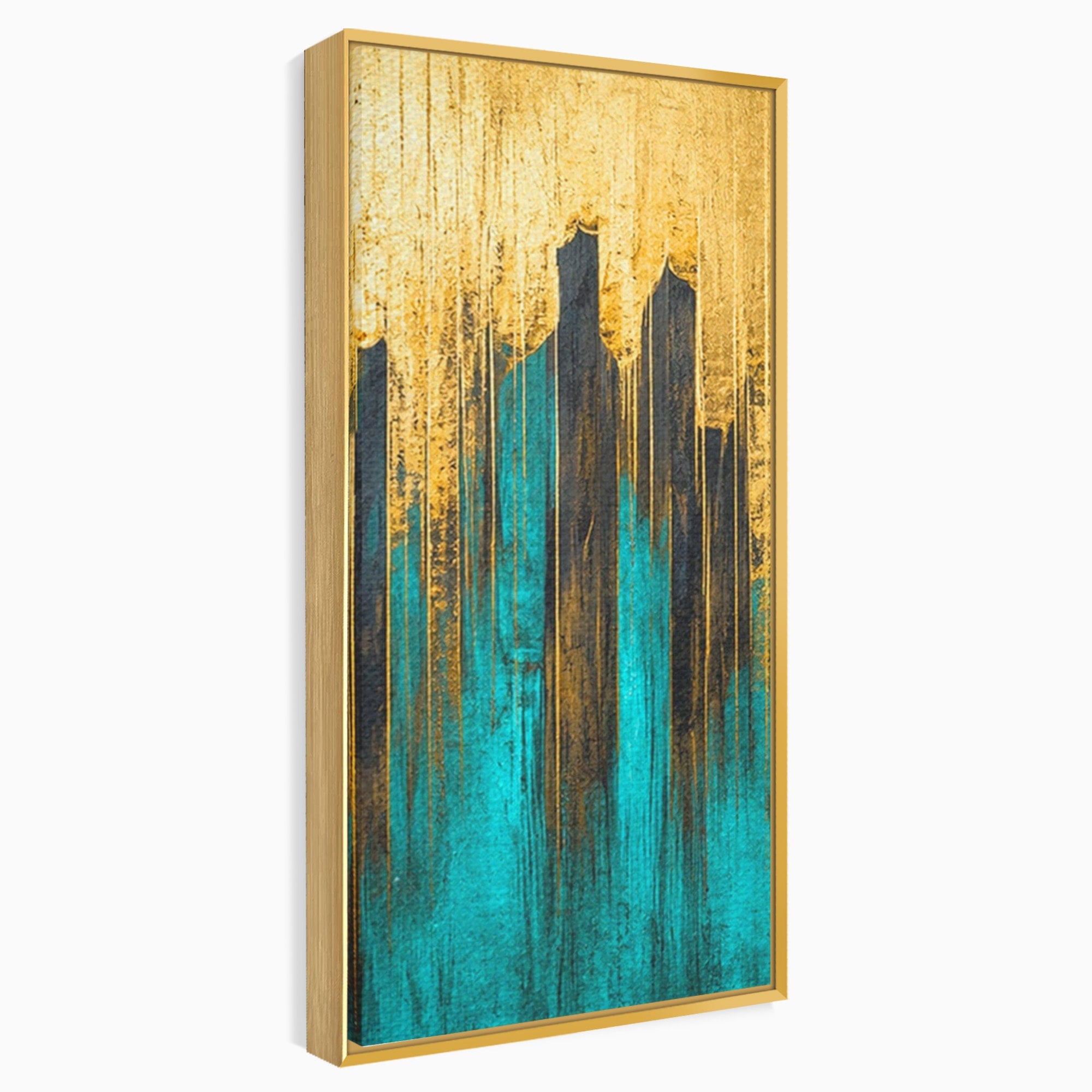 Set 3 Tablouri Canvas Premium LuxCanva® C3-1393, Orasul Aurit, Oras, Abstract, Modern, Lux, Birou, Culori Vibrante