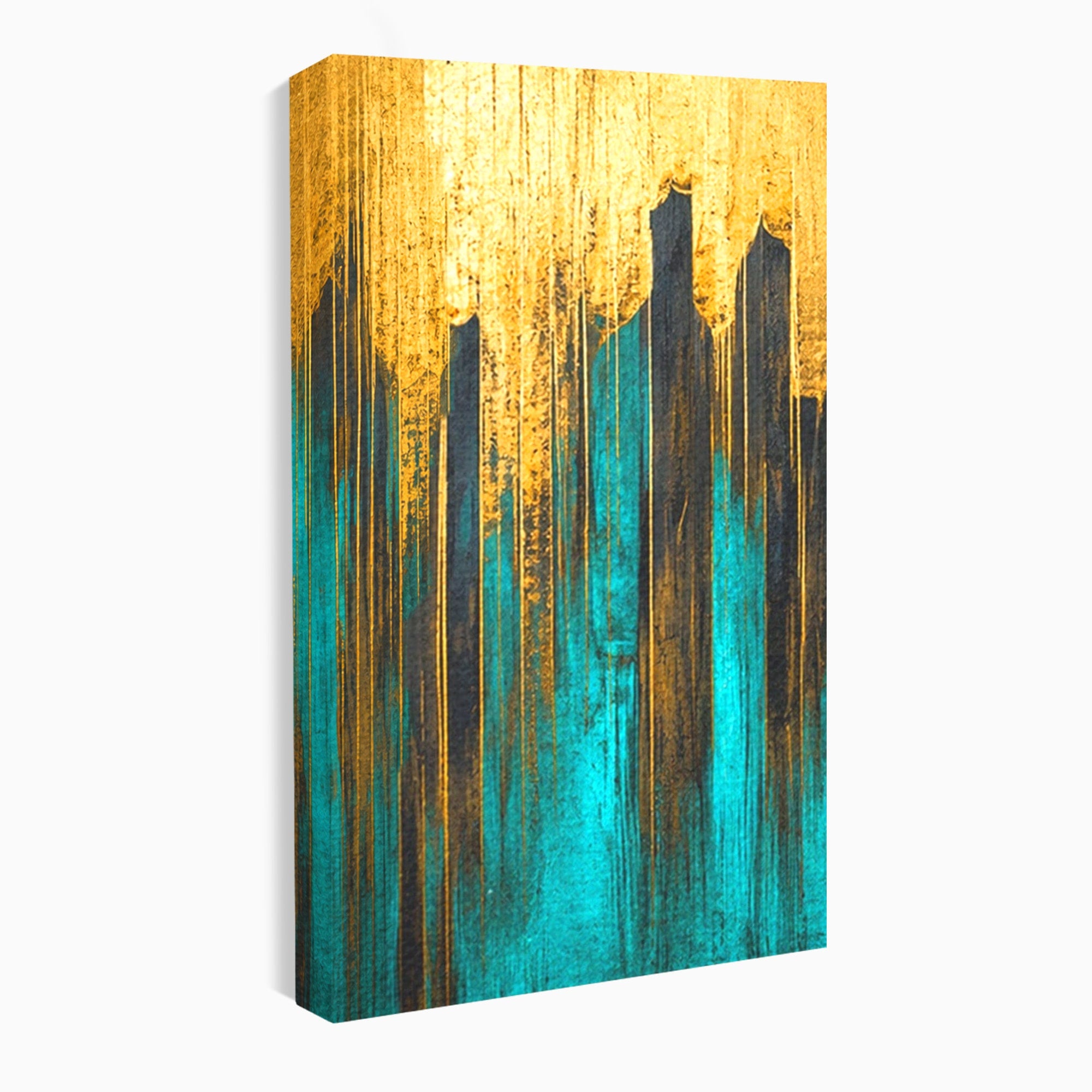 Set 3 Tablouri Canvas Premium LuxCanva® C3-1393, Orasul Aurit, Oras, Abstract, Modern, Lux, Birou, Culori Vibrante