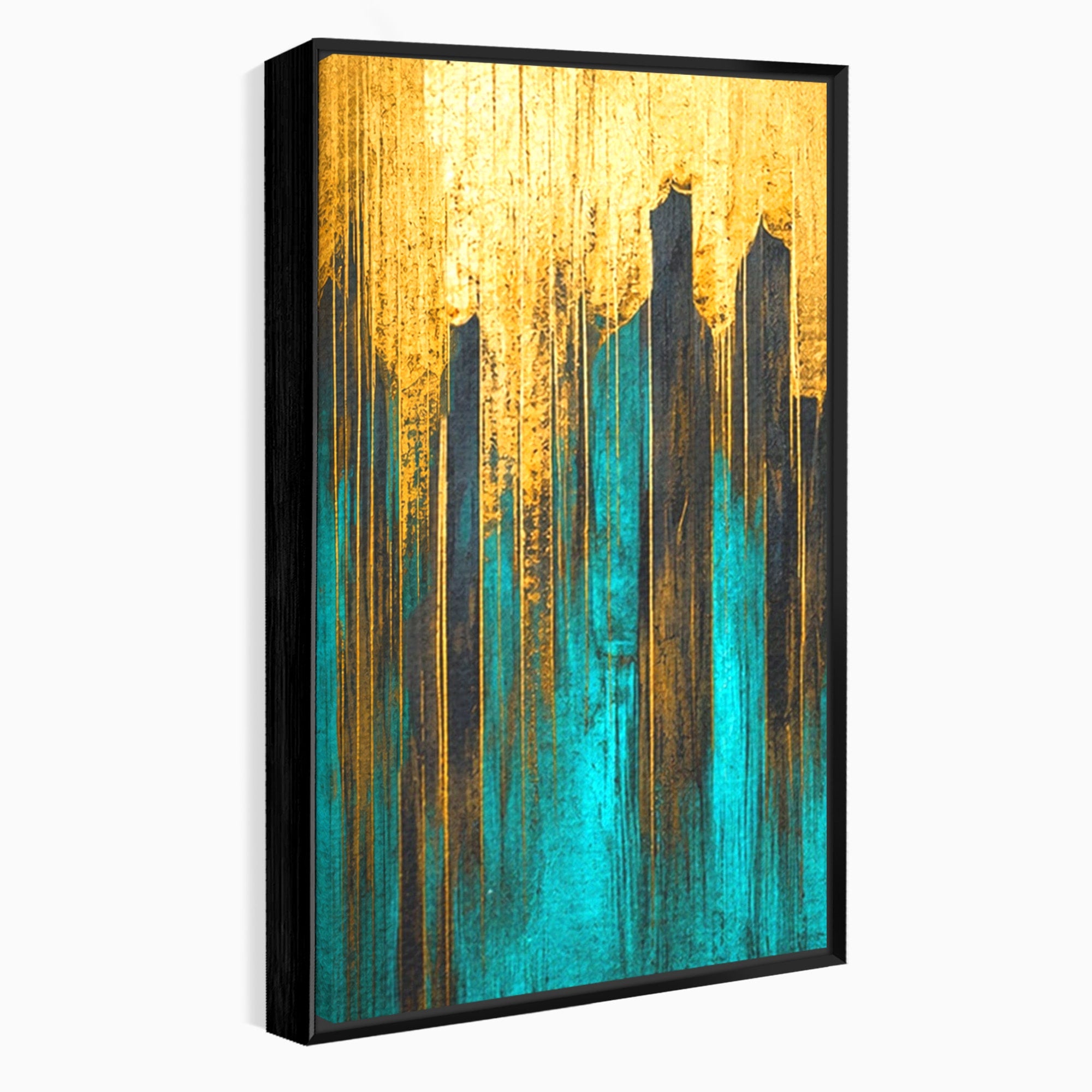 Set 3 Tablouri Canvas Premium LuxCanva® C3-1393, Orasul Aurit, Oras, Abstract, Modern, Lux, Birou, Culori Vibrante