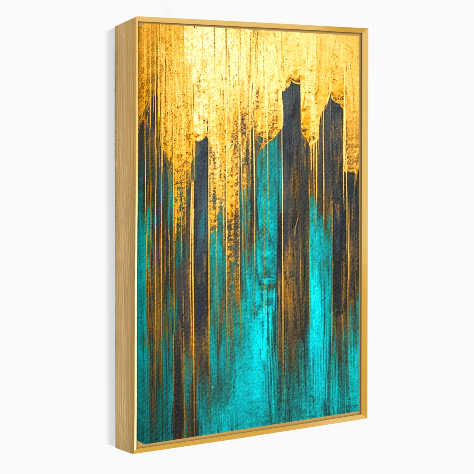 Set 3 Tablouri Canvas Premium LuxCanva® C3-1393, Orasul Aurit, Oras, Abstract, Modern, Lux, Birou, Culori Vibrante
