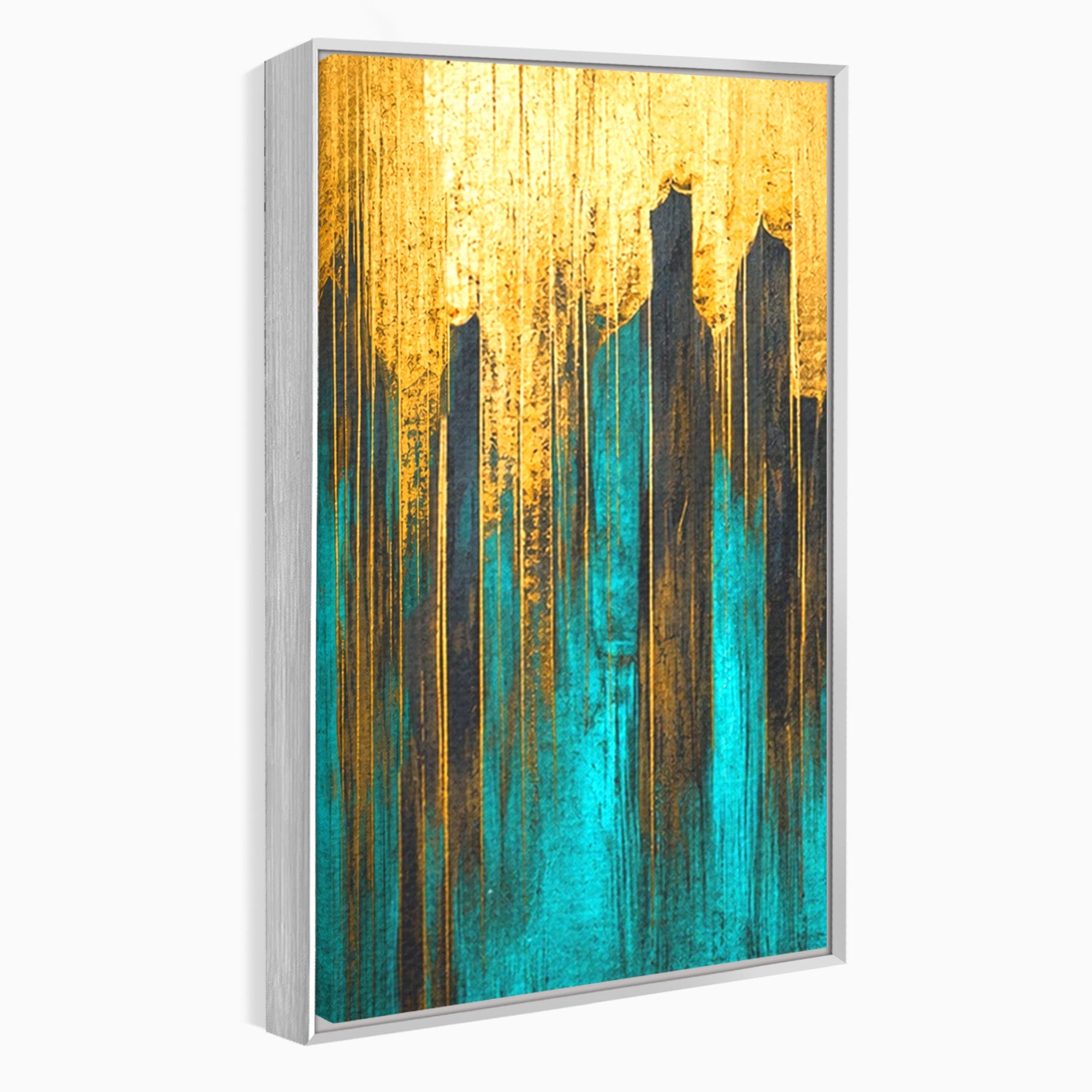 Set 3 Tablouri Canvas Premium LuxCanva® C3-1393, Orasul Aurit, Oras, Abstract, Modern, Lux, Birou, Culori Vibrante