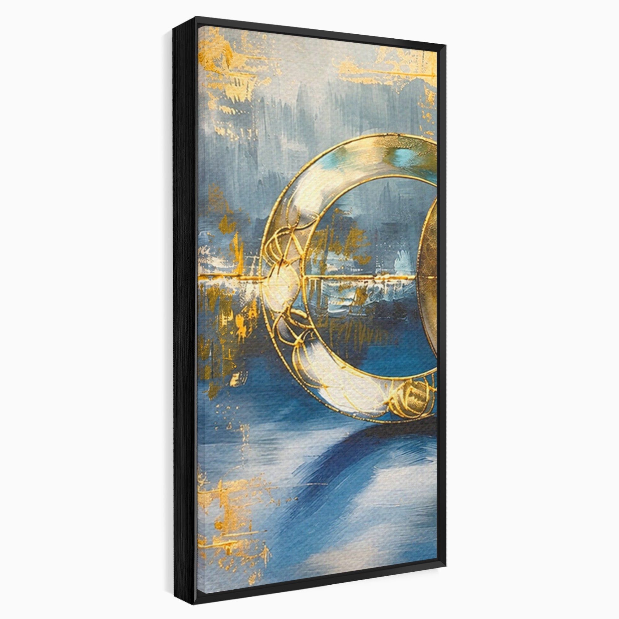 Set 3 Tablouri Canvas Premium LuxCanva® C3-1399, Cercuri Aurii Abstracte, Abstract, Cercuri, Auriu, Modern, Living, Culori Vibrante