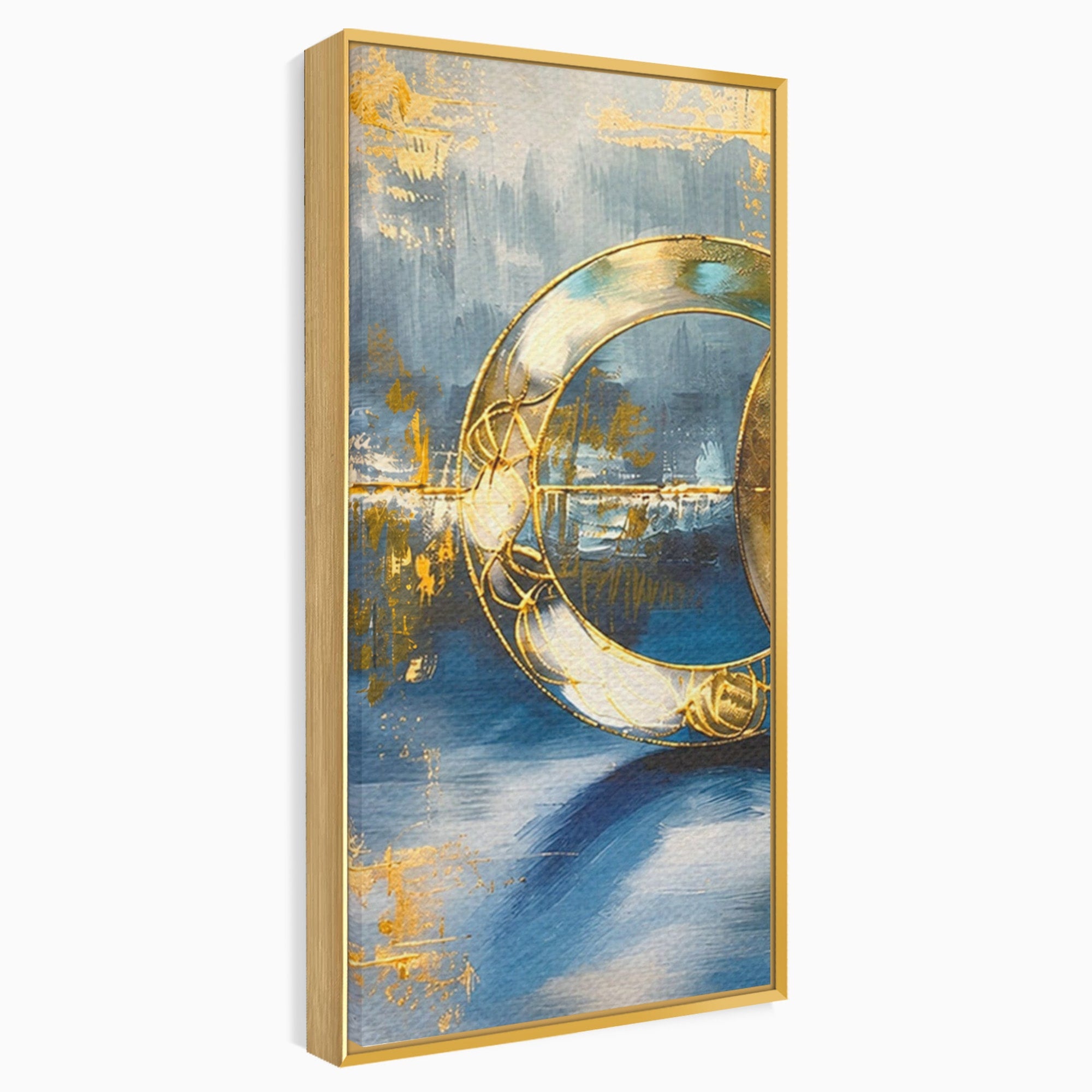 Set 3 Tablouri Canvas Premium LuxCanva® C3-1399, Cercuri Aurii Abstracte, Abstract, Cercuri, Auriu, Modern, Living, Culori Vibrante