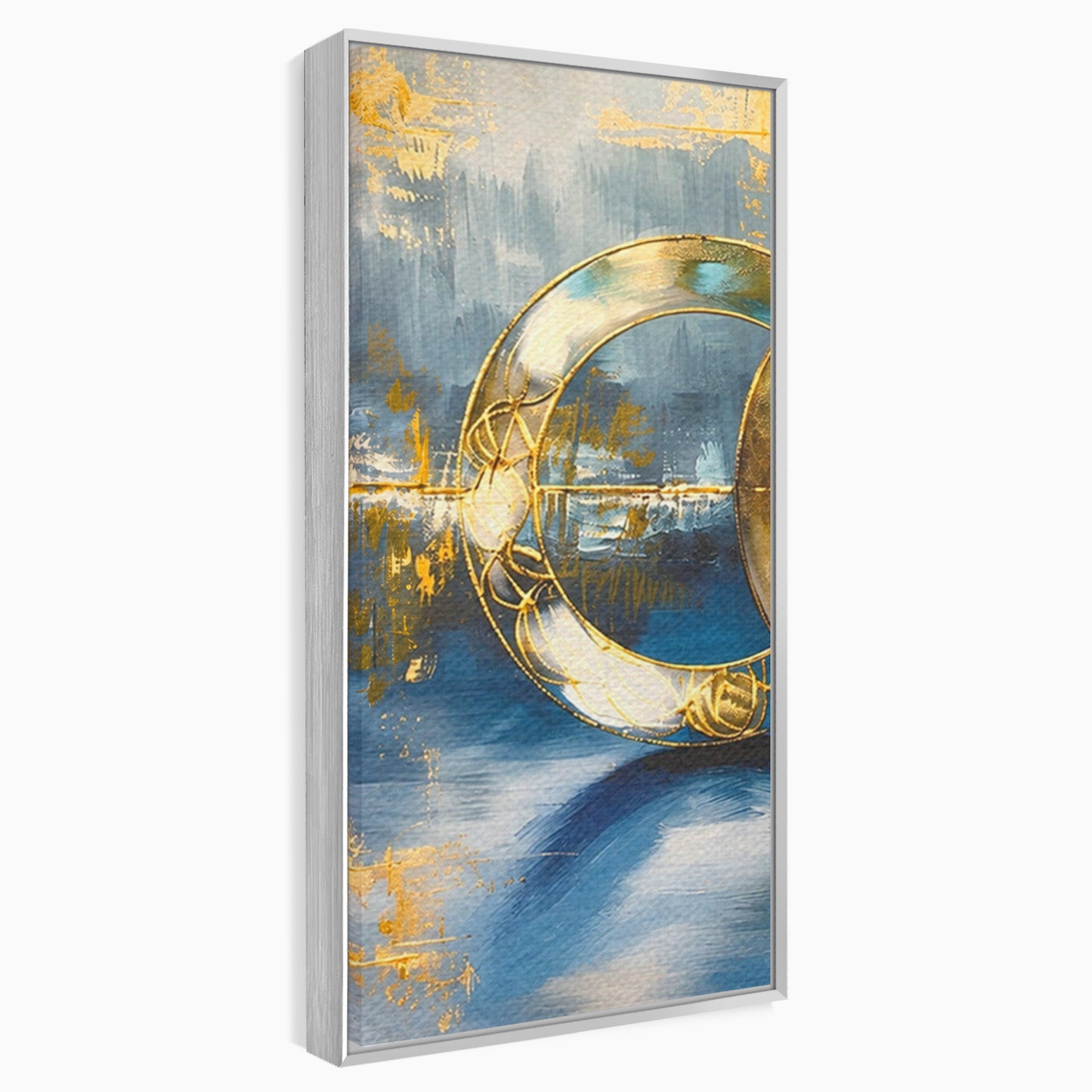 Set 3 Tablouri Canvas Premium LuxCanva® C3-1399, Cercuri Aurii Abstracte, Abstract, Cercuri, Auriu, Modern, Living, Culori Vibrante