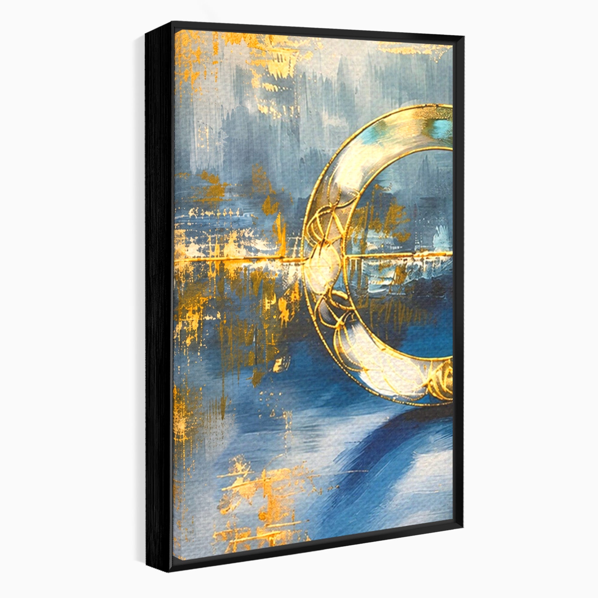 Set 3 Tablouri Canvas Premium LuxCanva® C3-1399, Cercuri Aurii Abstracte, Abstract, Cercuri, Auriu, Modern, Living, Culori Vibrante