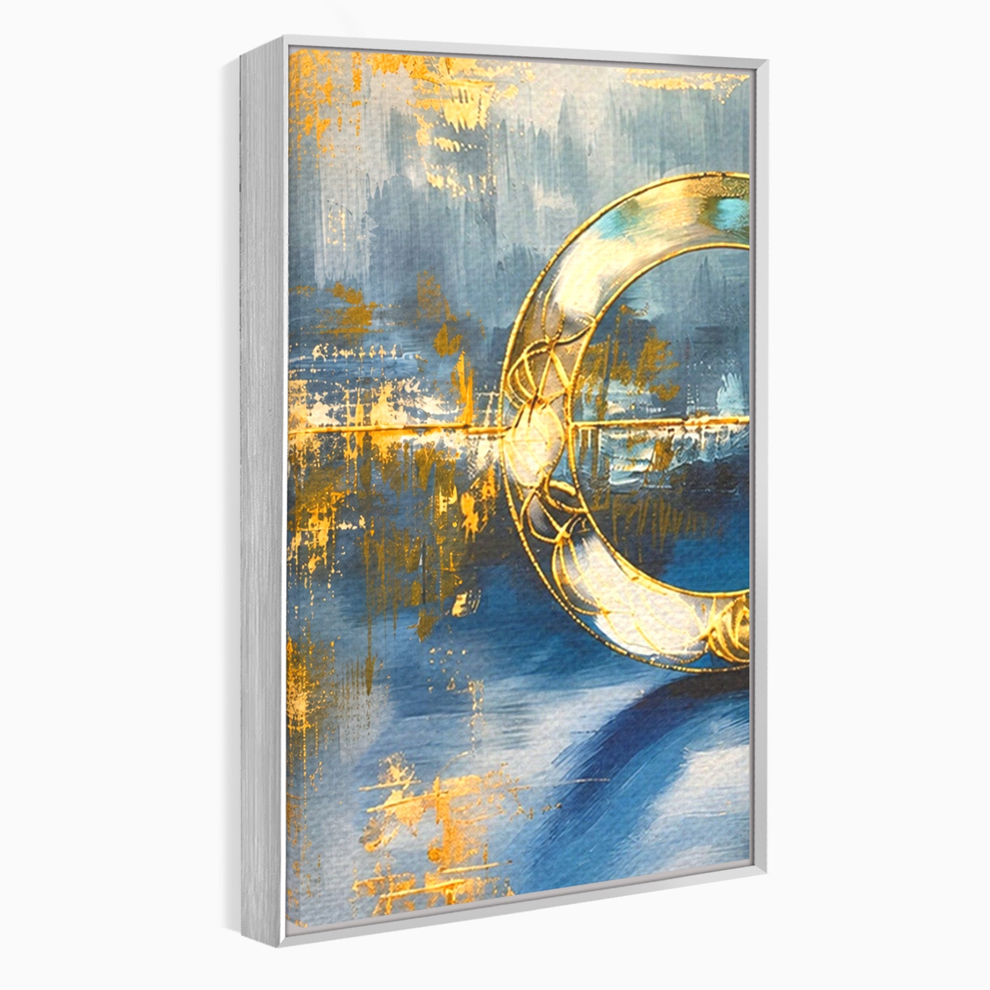 Set 3 Tablouri Canvas Premium LuxCanva® C3-1399, Cercuri Aurii Abstracte, Abstract, Cercuri, Auriu, Modern, Living, Culori Vibrante