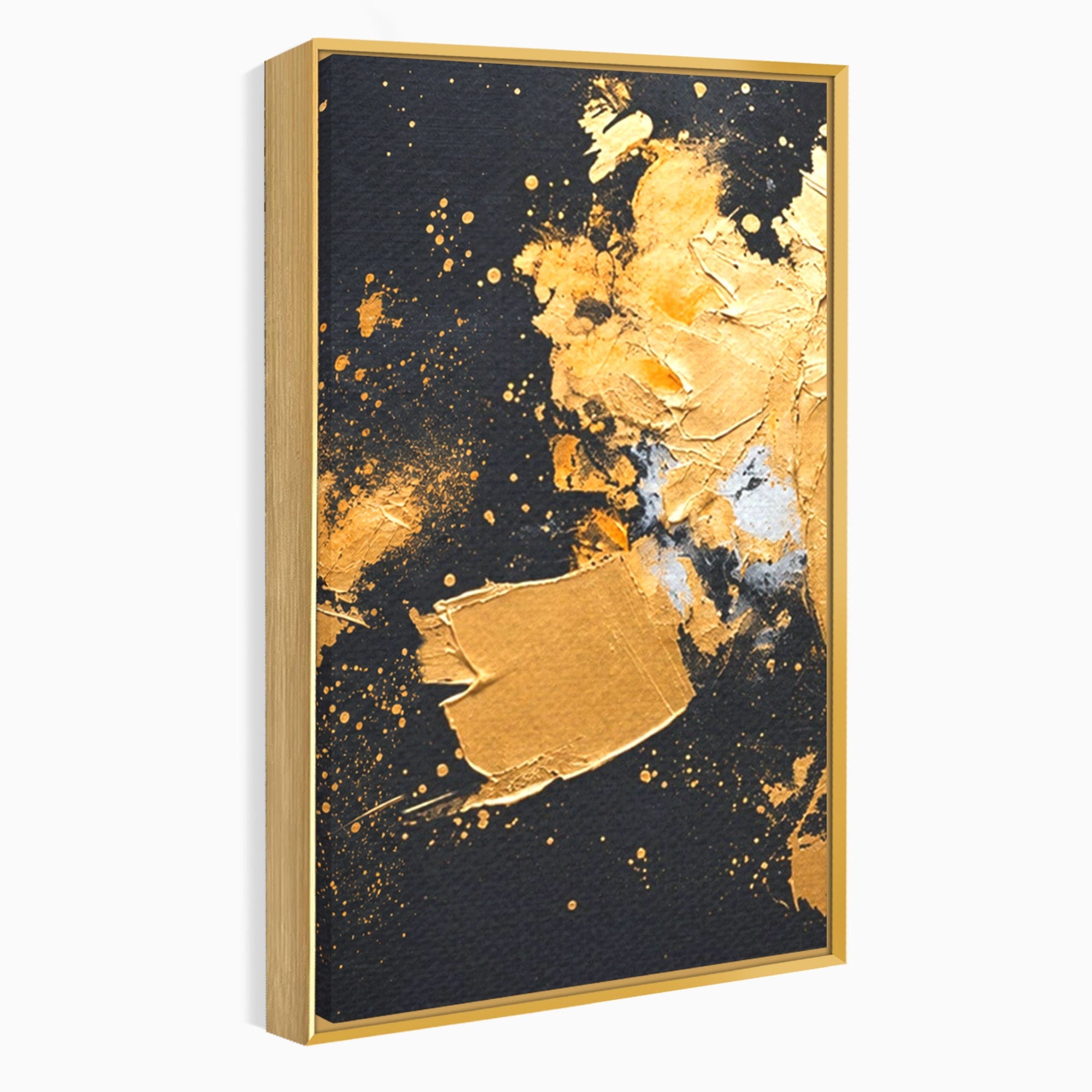 Set 3 Tablouri Canvas Premium LuxCanva® C3-1406, Explozie De Aur, Abstract, Modern, Energetic, Birou, Living, Culori Vibrante
