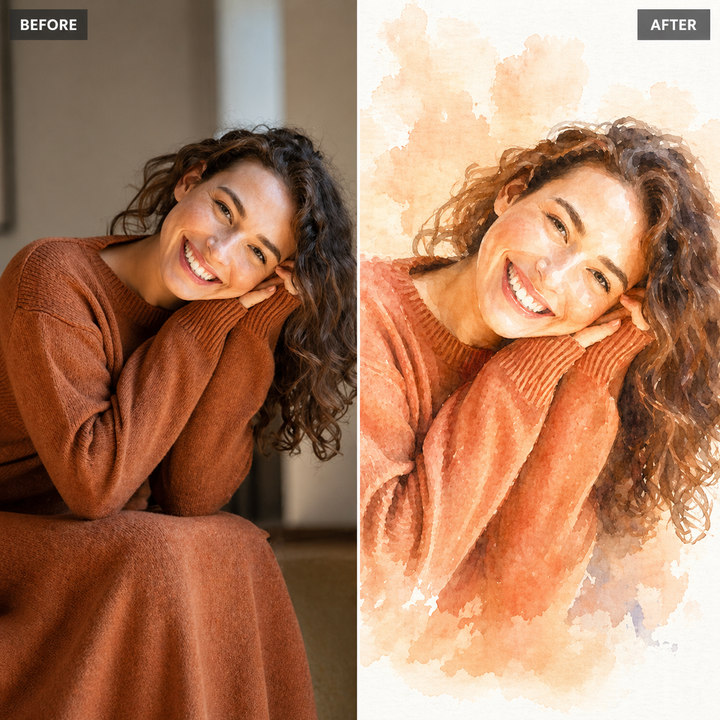 Tablou Personalizat Acuarela | Femei / cadou soft | Orizontal Landscape