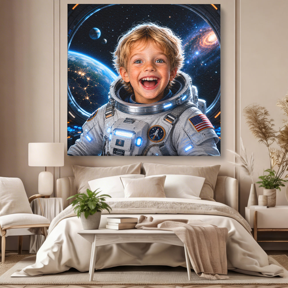 Tablou Personalizat Astronaut | Copii / Tech | Patrat