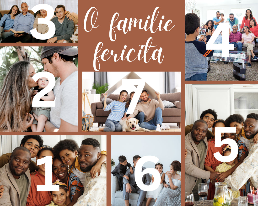 Personalisiertes Leinwandbild mit 7 Familienfotos "Eine glückliche Familie", PS100