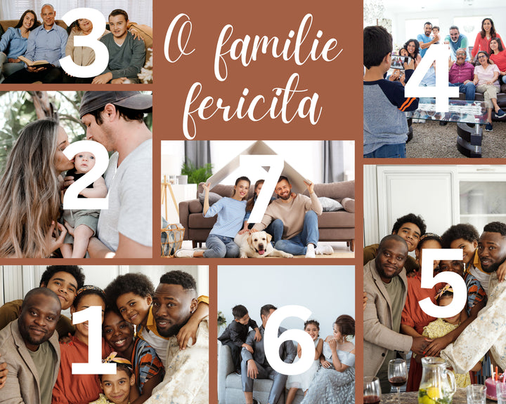 Personalisiertes Leinwandbild mit 7 Familienfotos "Eine glückliche Familie", PS100