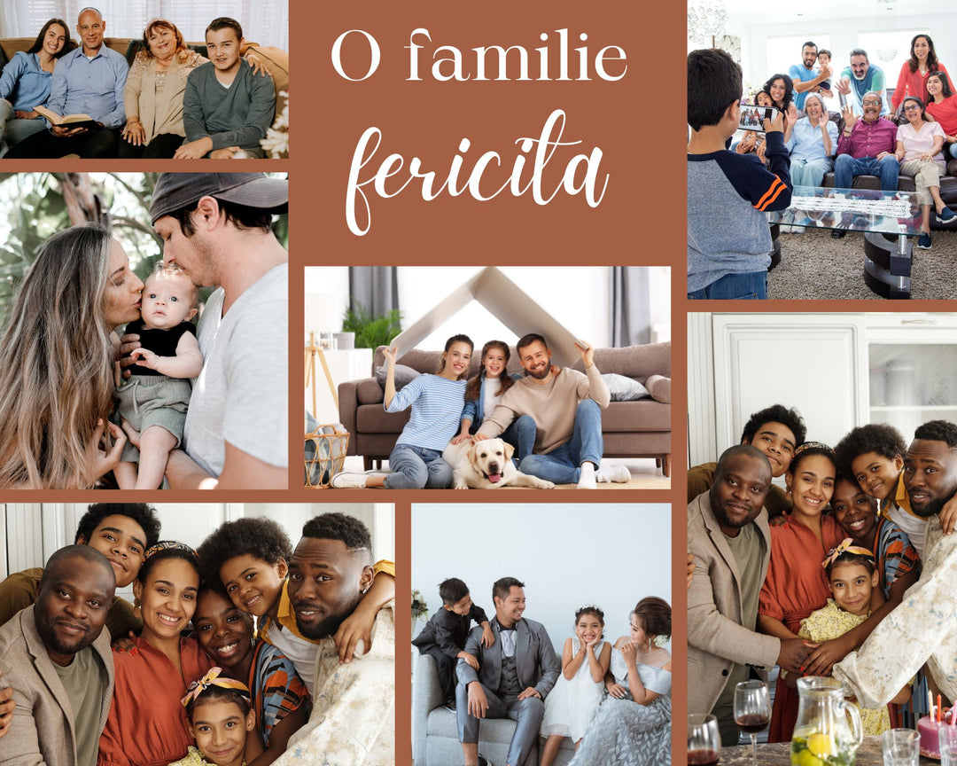 Personalisiertes Leinwandbild mit 7 Familienfotos "Eine glückliche Familie", PS100