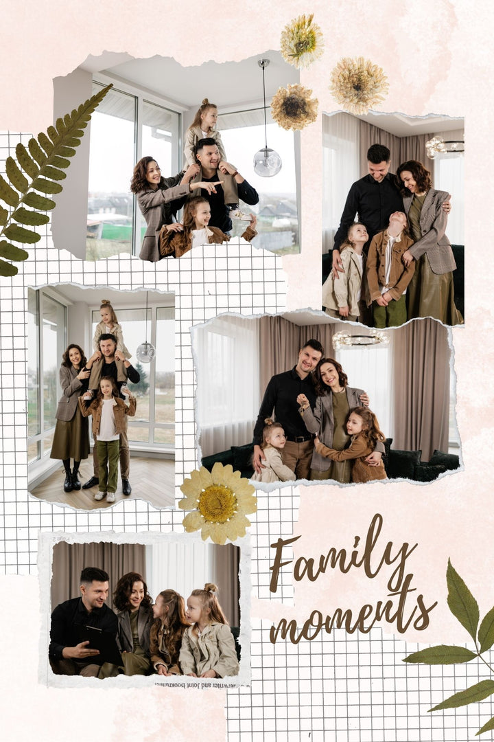 Personalisiertes Leinwandbild mit 5 Familienbildern "Familienmomente", PS103