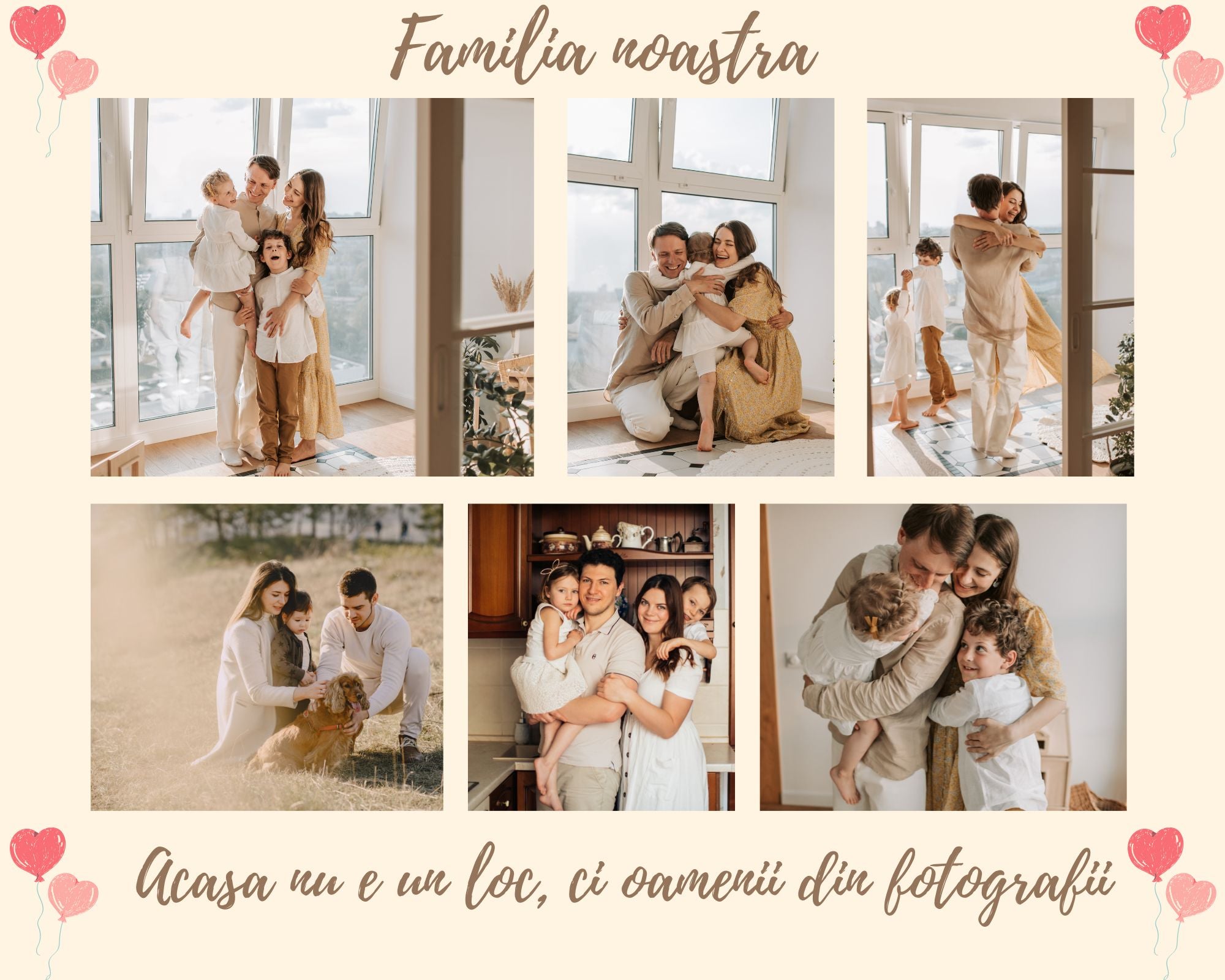 Tablou Canvas Personalizat cu 6 Poze Pentru Familie 