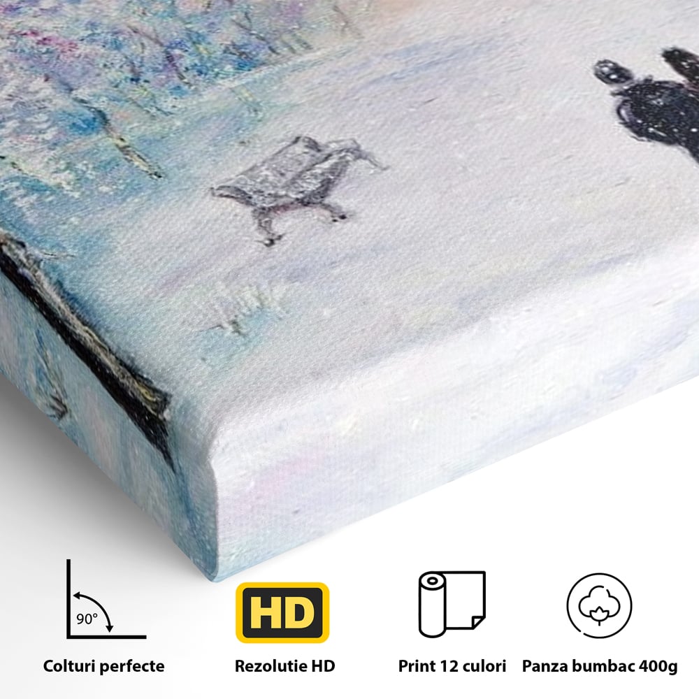 Tablou Canvas Premium LuxCanva® D1001, Plimbare de Iarna , Relaxare, Plimbare, Craciun, Alb, Parc, Zapada, Camera Copii, Dormitor