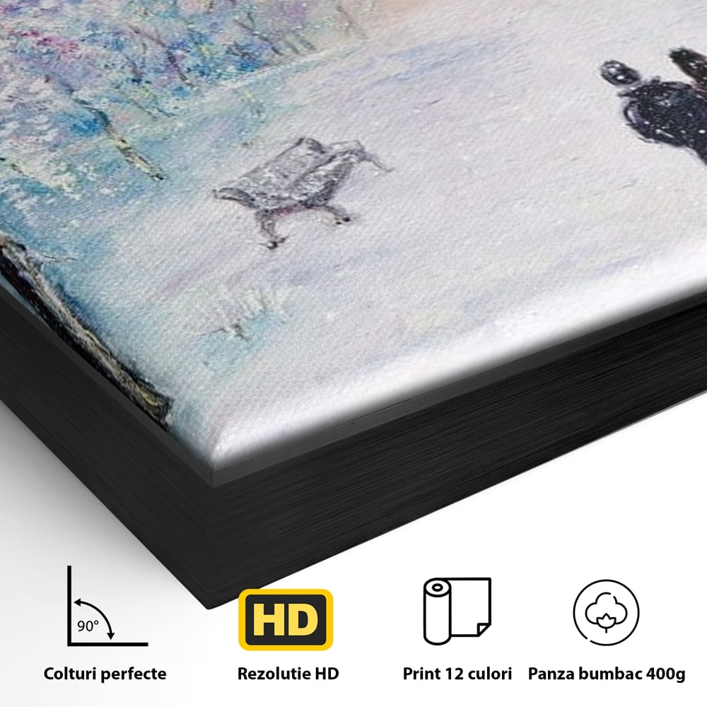 Tablou Canvas Premium LuxCanva® D1001, Plimbare de Iarna , Relaxare, Plimbare, Craciun, Alb, Parc, Zapada, Camera Copii, Dormitor