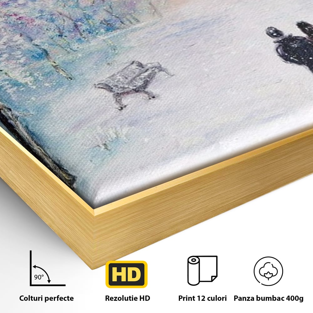 Tablou Canvas Premium LuxCanva® D1001, Plimbare de Iarna , Relaxare, Plimbare, Craciun, Alb, Parc, Zapada, Camera Copii, Dormitor