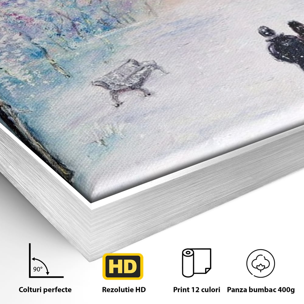 Tablou Canvas Premium LuxCanva® D1001, Plimbare de Iarna , Relaxare, Plimbare, Craciun, Alb, Parc, Zapada, Camera Copii, Dormitor