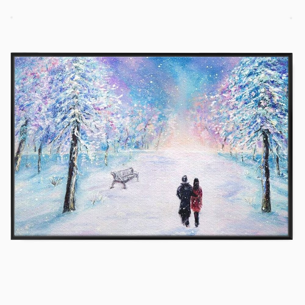 Tablou Canvas Premium LuxCanva® D1001, Plimbare de Iarna , Relaxare, Plimbare, Craciun, Alb, Parc, Zapada, Camera Copii, Dormitor