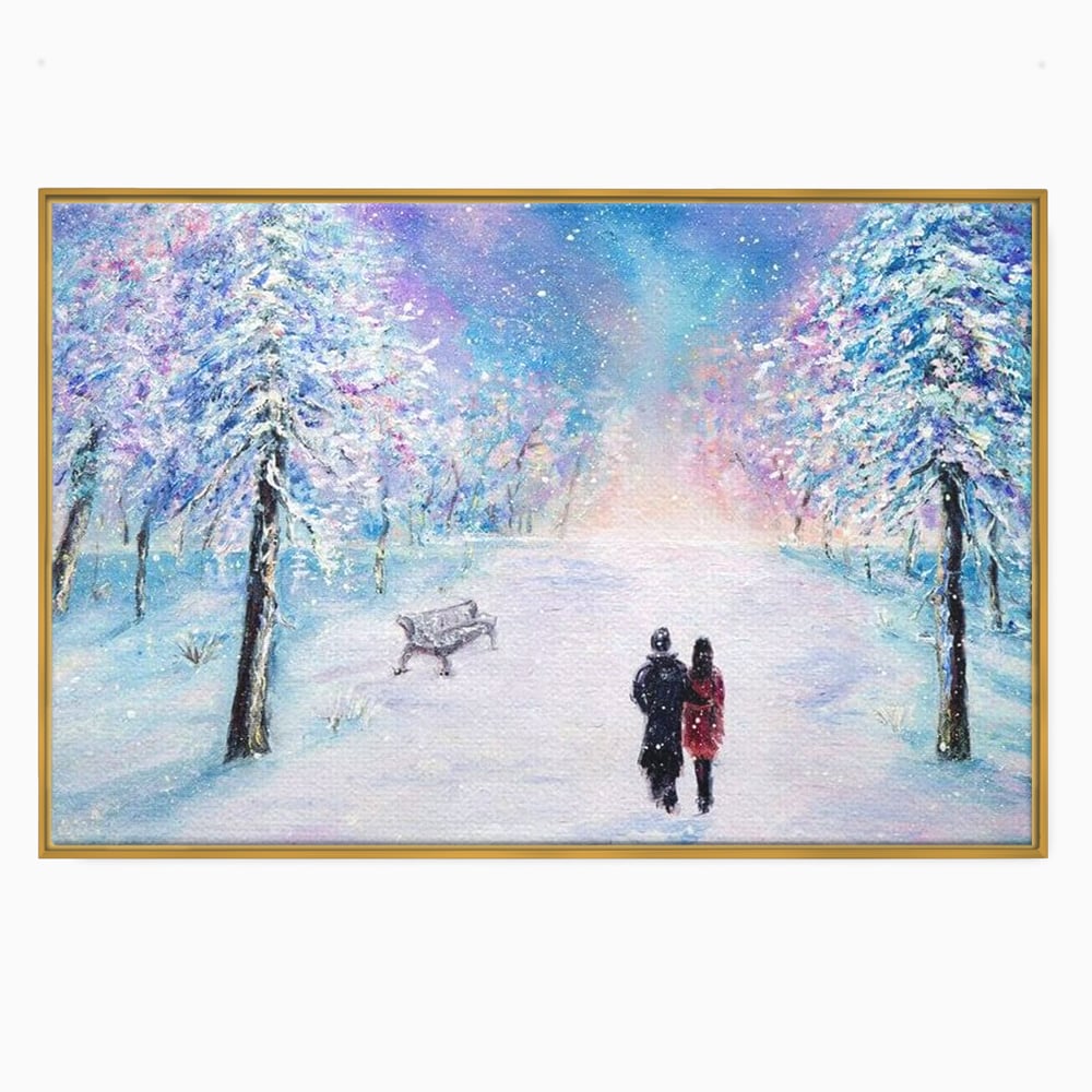 Tablou Canvas Premium LuxCanva® D1001, Plimbare de Iarna , Relaxare, Plimbare, Craciun, Alb, Parc, Zapada, Camera Copii, Dormitor