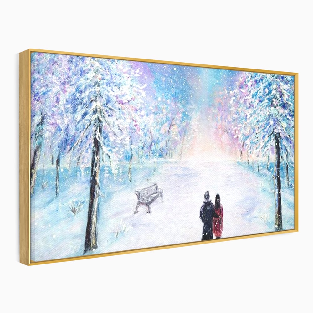 Tablou Canvas Premium LuxCanva® D1001, Plimbare de Iarna , Relaxare, Plimbare, Craciun, Alb, Parc, Zapada, Camera Copii, Dormitor