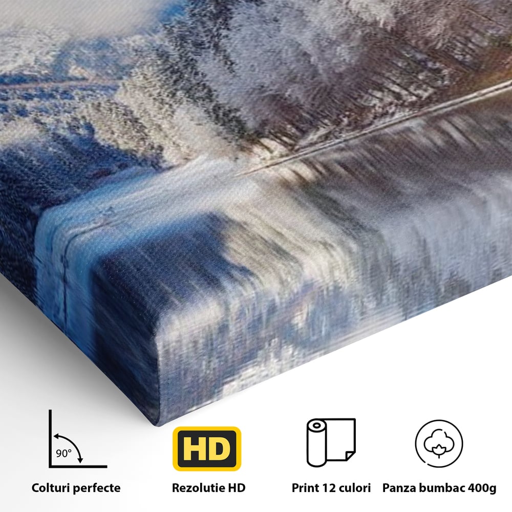 Tablou Canvas Premium LuxCanva® D1002, Peisaj de Iarna , Relaxare, Plimbare, Munti, Alb, Natura, Zapada, Living, Dormitor