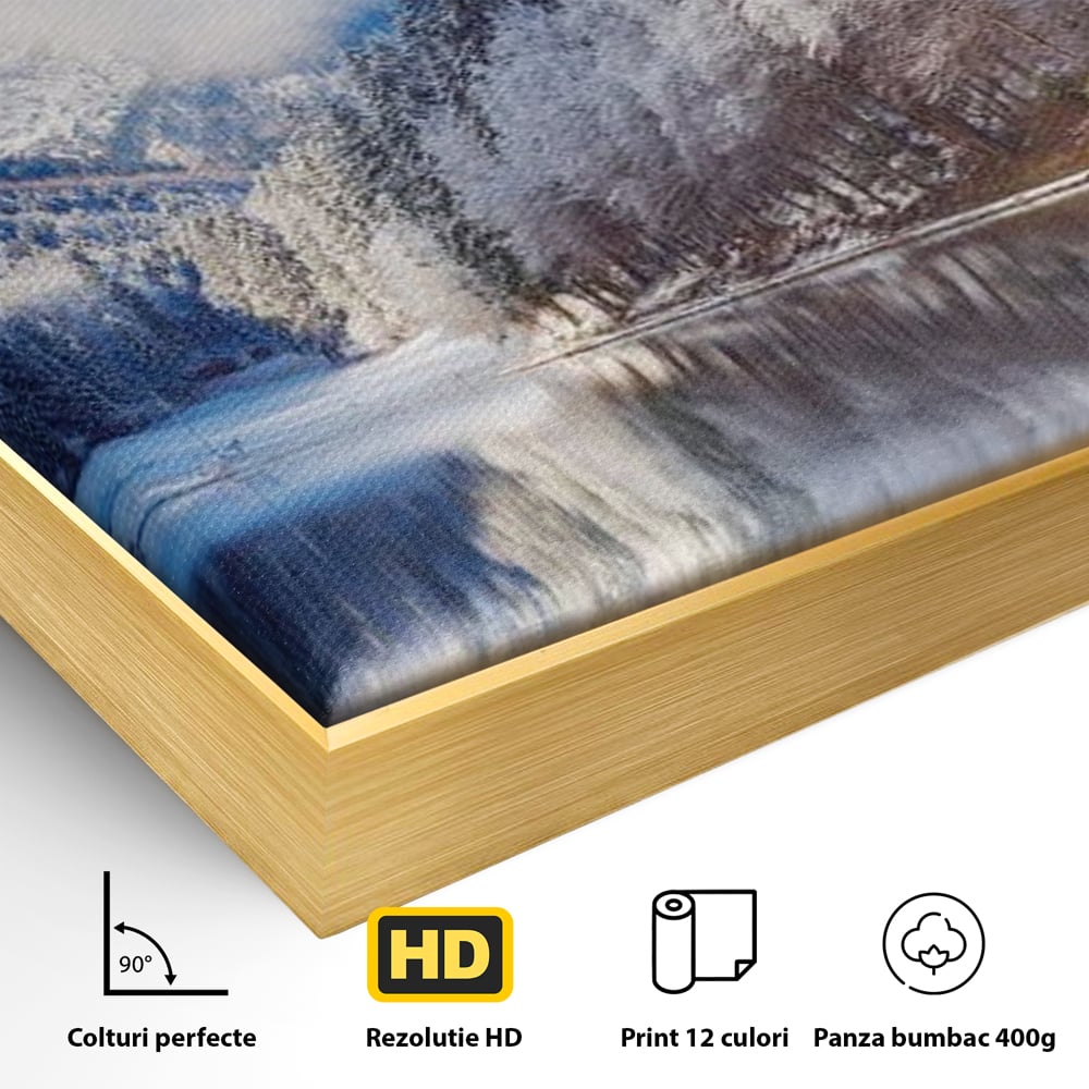 Tablou Canvas Premium LuxCanva® D1002, Peisaj de Iarna , Relaxare, Plimbare, Munti, Alb, Natura, Zapada, Living, Dormitor