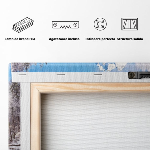 Tablou Canvas Premium LuxCanva® D1002, Peisaj de Iarna , Relaxare, Plimbare, Munti, Alb, Natura, Zapada, Living, Dormitor