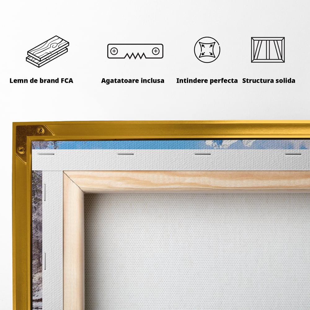 Tablou Canvas Premium LuxCanva® D1002, Peisaj de Iarna , Relaxare, Plimbare, Munti, Alb, Natura, Zapada, Living, Dormitor