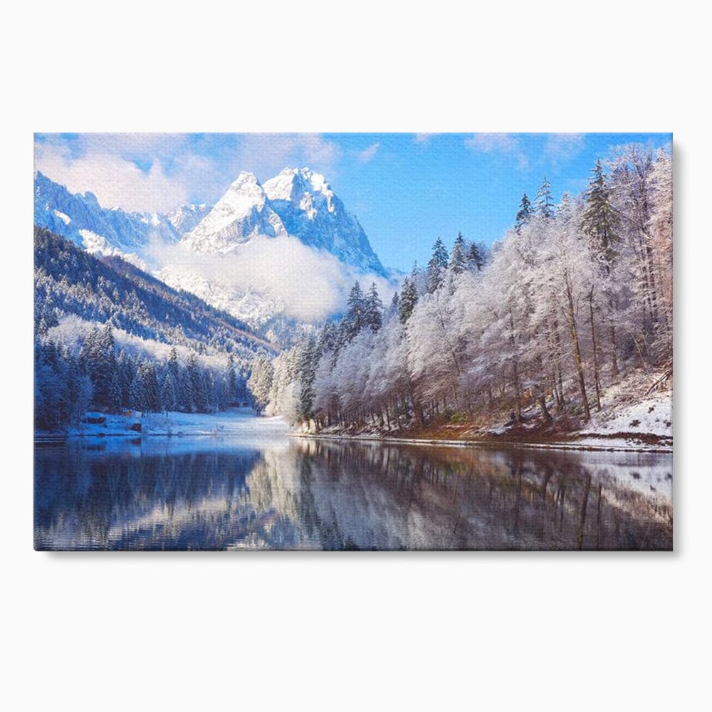 Tablou Canvas Premium LuxCanva® D1002, Peisaj de Iarna , Relaxare, Plimbare, Munti, Alb, Natura, Zapada, Living, Dormitor