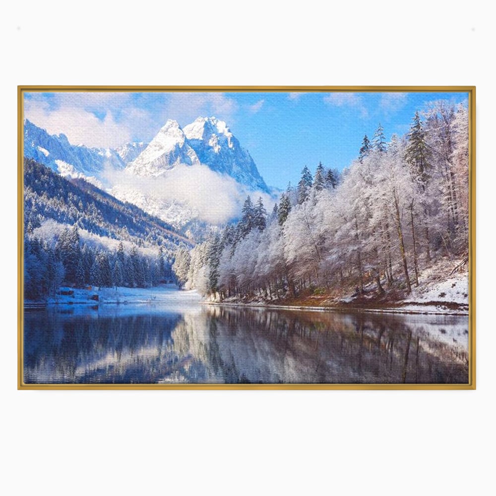 Tablou Canvas Premium LuxCanva® D1002, Peisaj de Iarna , Relaxare, Plimbare, Munti, Alb, Natura, Zapada, Living, Dormitor