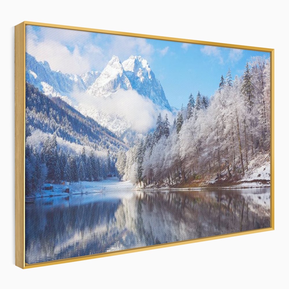 Tablou Canvas Premium LuxCanva® D1002, Peisaj de Iarna , Relaxare, Plimbare, Munti, Alb, Natura, Zapada, Living, Dormitor