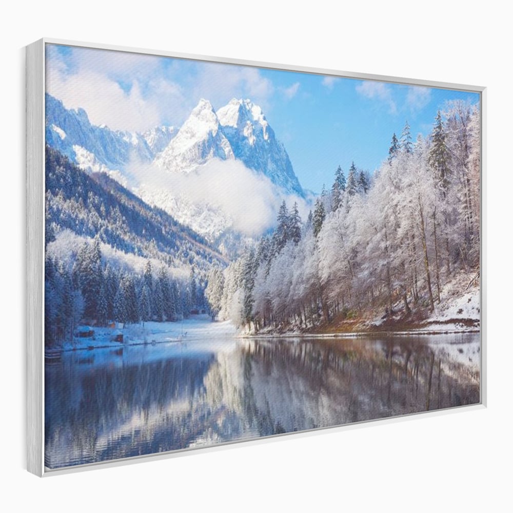 Tablou Canvas Premium LuxCanva® D1002, Peisaj de Iarna , Relaxare, Plimbare, Munti, Alb, Natura, Zapada, Living, Dormitor