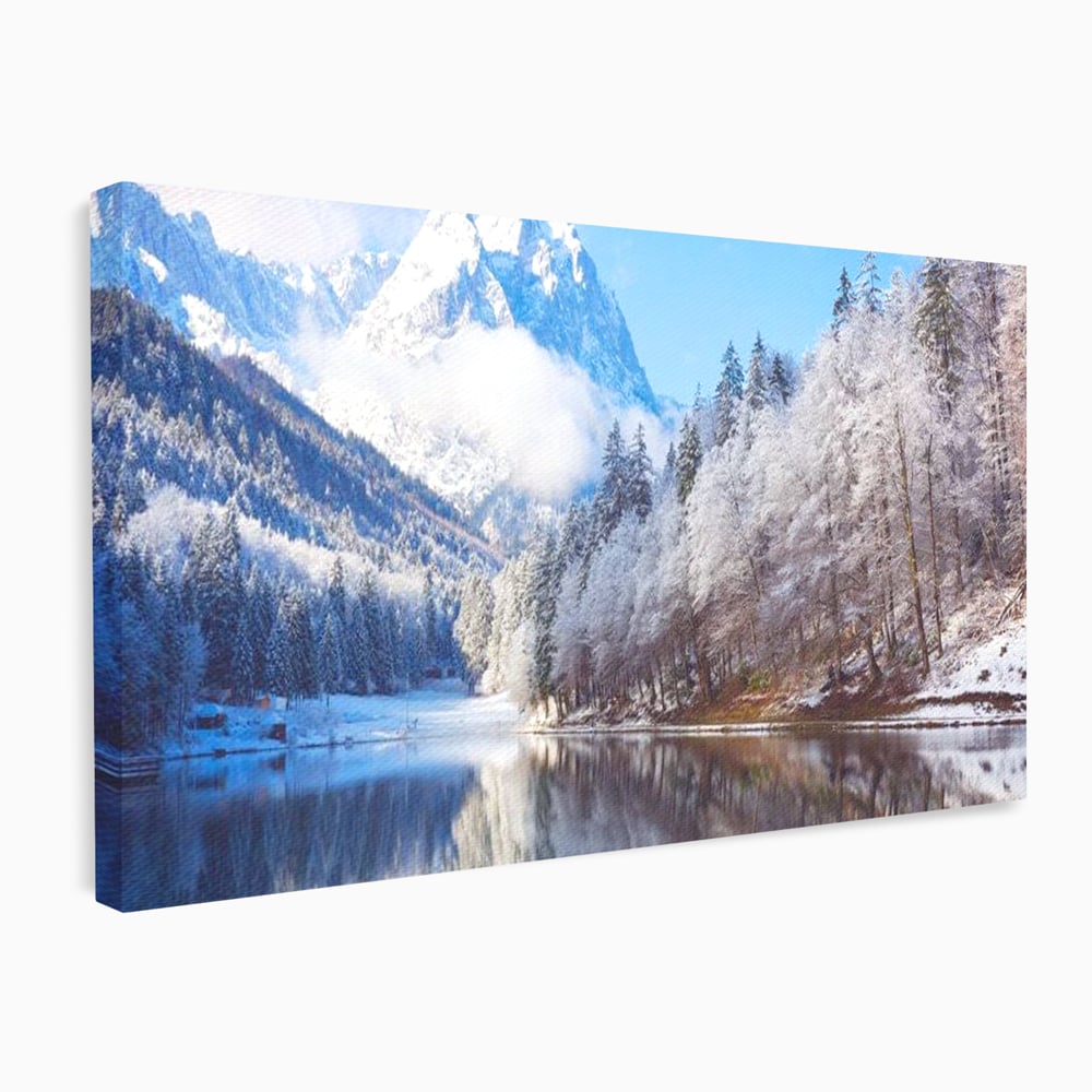 Tablou Canvas Premium LuxCanva® D1002, Peisaj de Iarna , Relaxare, Plimbare, Munti, Alb, Natura, Zapada, Living, Dormitor