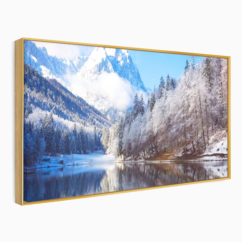 Tablou Canvas Premium LuxCanva® D1002, Peisaj de Iarna , Relaxare, Plimbare, Munti, Alb, Natura, Zapada, Living, Dormitor