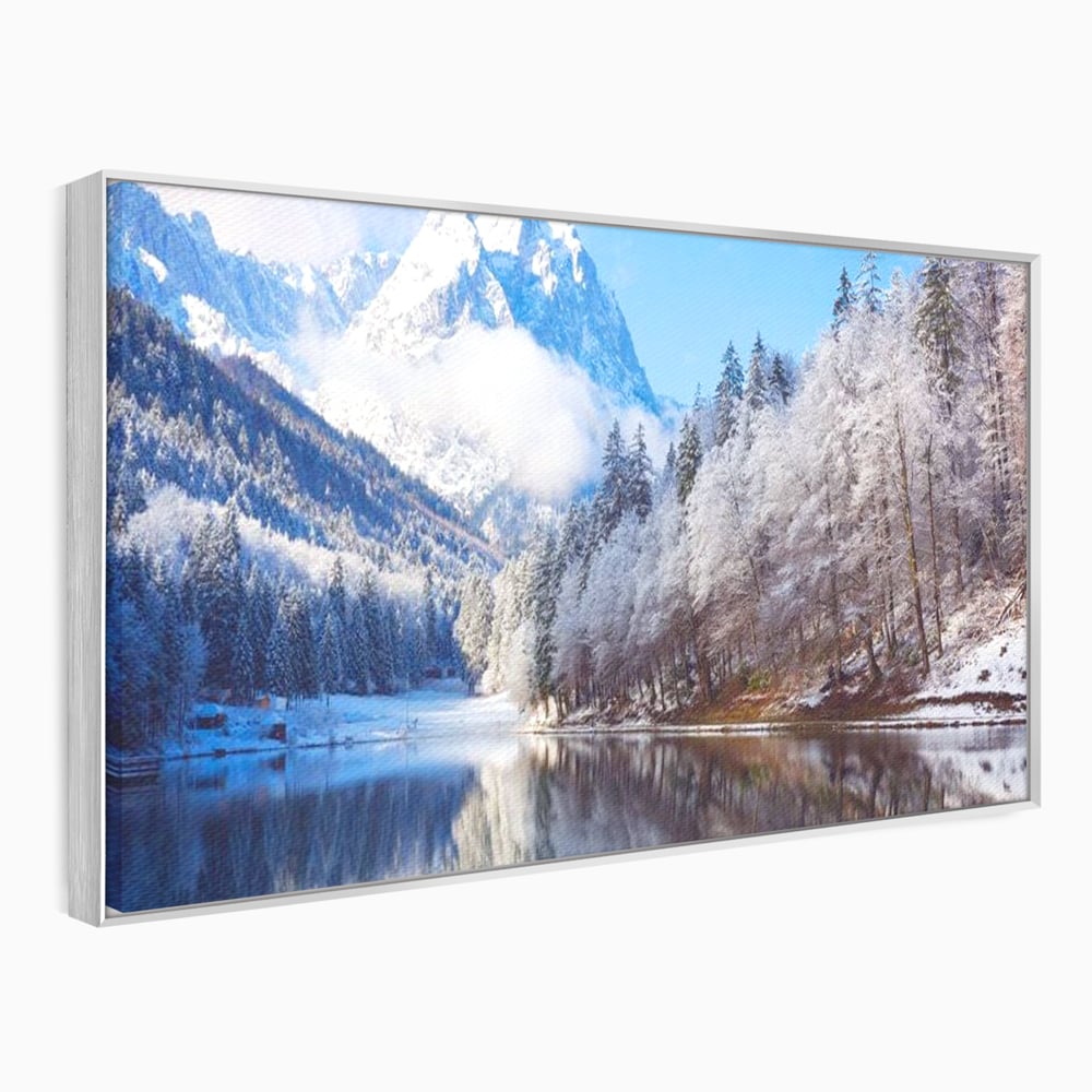 Tablou Canvas Premium LuxCanva® D1002, Peisaj de Iarna , Relaxare, Plimbare, Munti, Alb, Natura, Zapada, Living, Dormitor