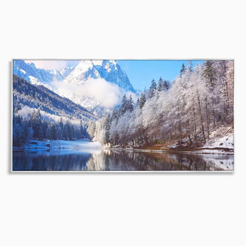 Tablou Canvas Premium LuxCanva® D1002, Peisaj de Iarna , Relaxare, Plimbare, Munti, Alb, Natura, Zapada, Living, Dormitor