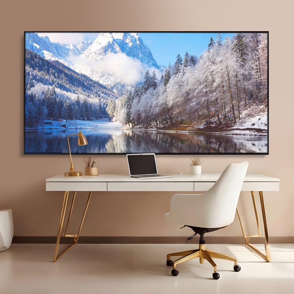Tablou Canvas Premium LuxCanva® D1002, Peisaj de Iarna , Relaxare, Plimbare, Munti, Alb, Natura, Zapada, Living, Dormitor