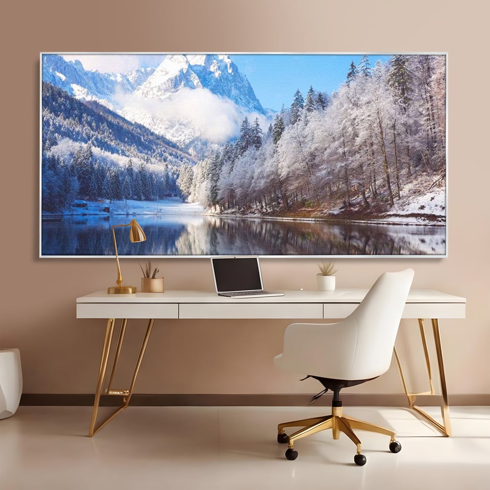 Tablou Canvas Premium LuxCanva® D1002, Peisaj de Iarna , Relaxare, Plimbare, Munti, Alb, Natura, Zapada, Living, Dormitor
