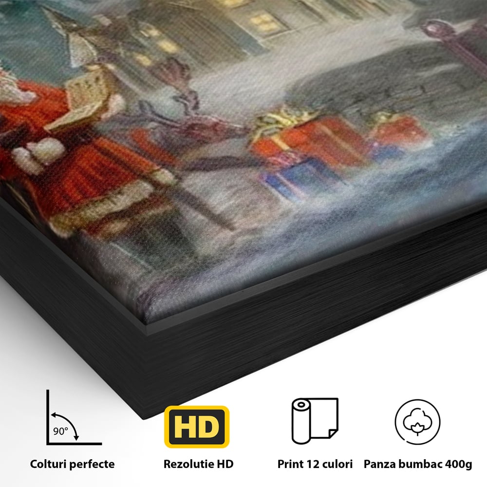 Tablou Canvas Premium LuxCanva® D1003, Lista lui Mos Craciun , Daruri, Reni, Munti, Alb, Ajun, Sanie, Camera copii, Dormitor
