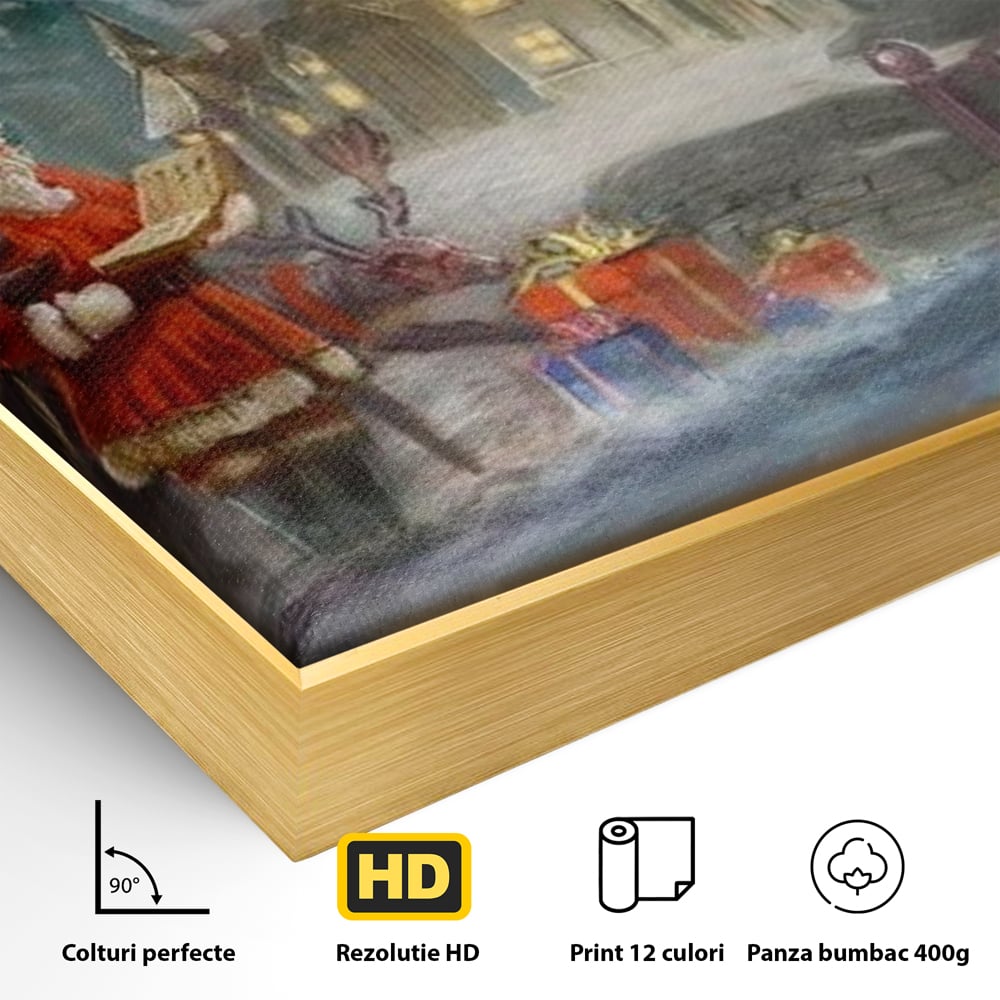 Tablou Canvas Premium LuxCanva® D1003, Lista lui Mos Craciun , Daruri, Reni, Munti, Alb, Ajun, Sanie, Camera copii, Dormitor