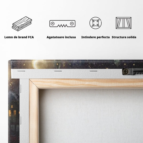 Tablou Canvas Premium LuxCanva® D1003, Lista lui Mos Craciun , Daruri, Reni, Munti, Alb, Ajun, Sanie, Camera copii, Dormitor