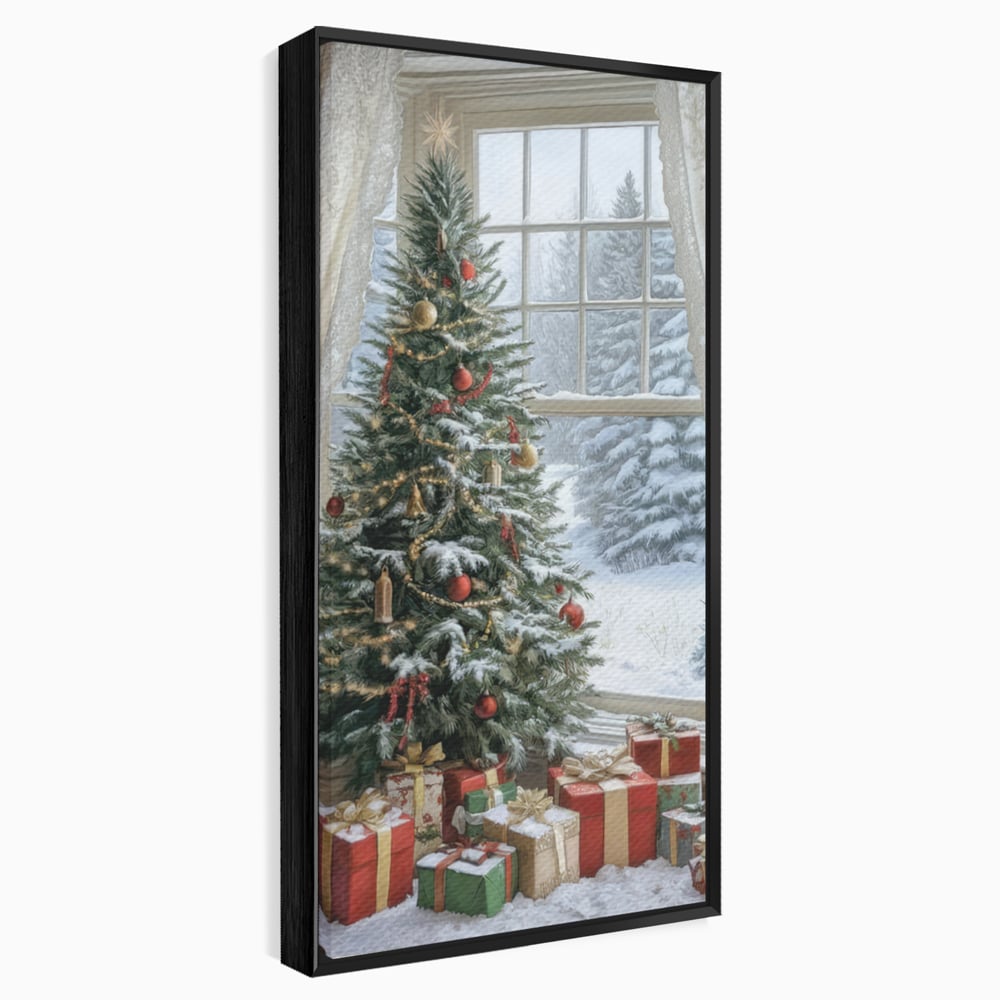 Tablou Canvas Premium LuxCanva® D1004, Brad de Craciun , Relaxare, Family, Sarbatori, Living Room, Globuri, Culori Vibrante