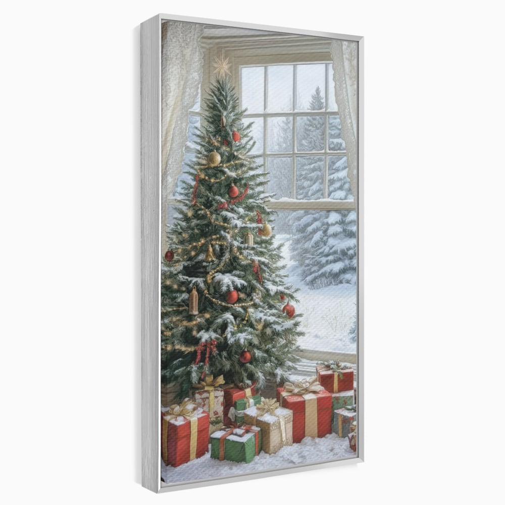 Tablou Canvas Premium LuxCanva® D1004, Brad de Craciun , Relaxare, Family, Sarbatori, Living Room, Globuri, Culori Vibrante