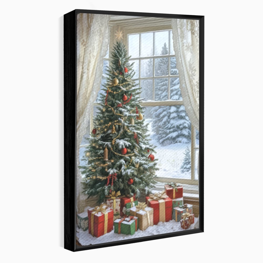 Tablou Canvas Premium LuxCanva® D1004, Brad de Craciun , Relaxare, Family, Sarbatori, Living Room, Globuri, Culori Vibrante