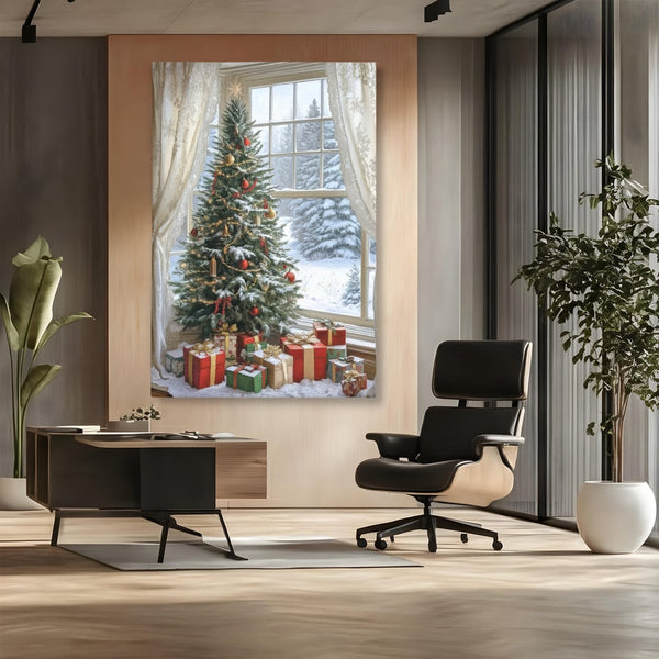 Tablou Canvas Premium LuxCanva® D1004, Brad de Craciun , Relaxare, Family, Sarbatori, Living Room, Globuri, Culori Vibrante