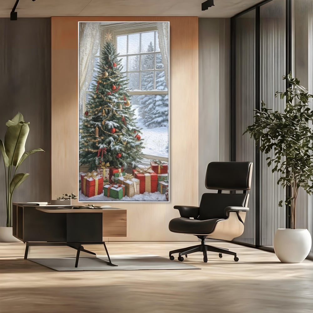 Tablou Canvas Premium LuxCanva® D1004, Brad de Craciun , Relaxare, Family, Sarbatori, Living Room, Globuri, Culori Vibrante