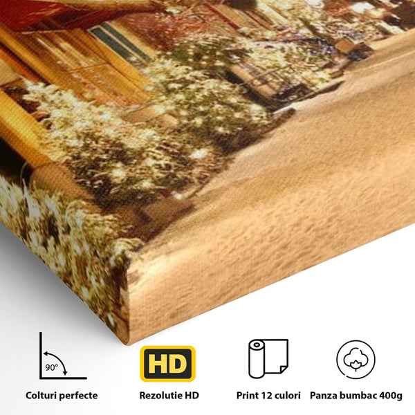 Tablou Canvas Premium LuxCanva® D1005, Magia Craciunului , Plimbare, Lumini, Sarbatori, Living Room, Strada, Culori Vibrante